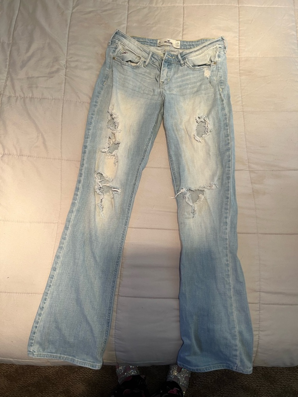 Hollister Light Blue Distressed Flare Jeans